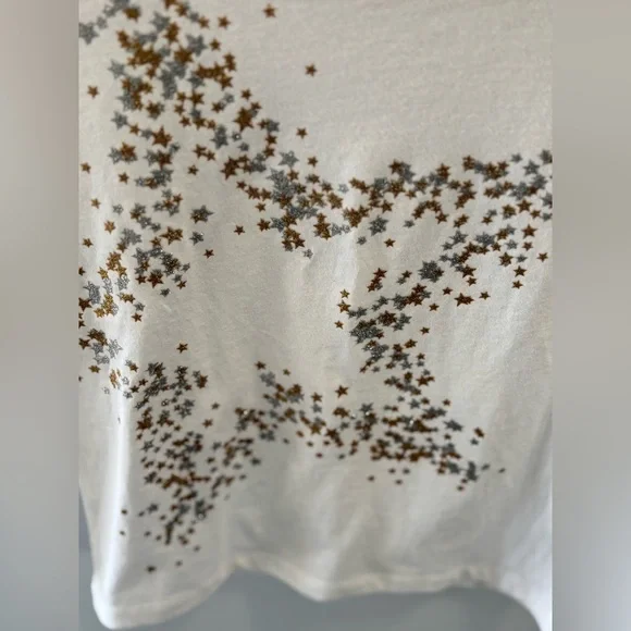 Crewcuts Gold Silver Sparkly Star Long Sleeve Crewneck Shirt Size Girls S (6/7) - Picture 5 of 7